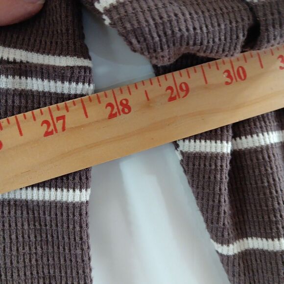 24/7 Maurices Blouse Women's Size 3X Brown White Striped Button Accents * - Picture 5 of 8